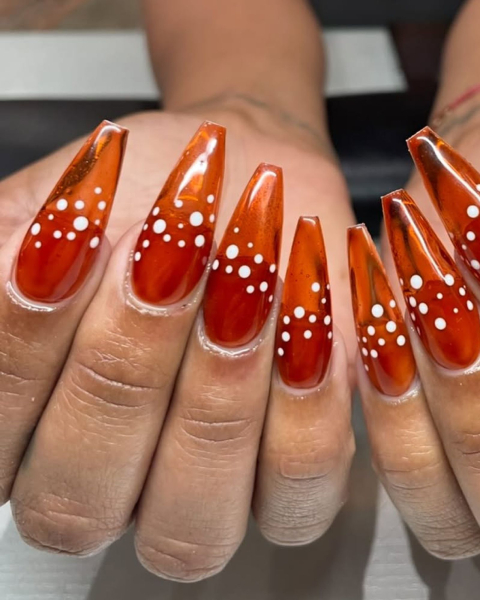 orange jelly polka dot nails by nail.fool