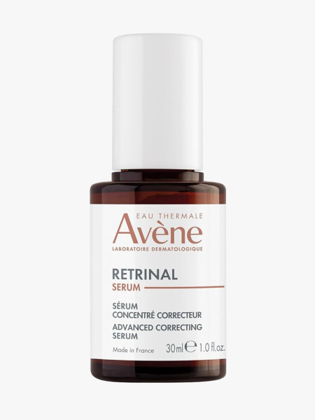 Avène RetrinAL Advanced Correcting Serum in branded component on a light gray background